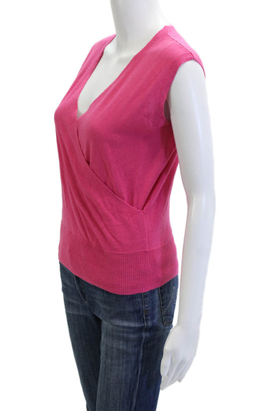 Kinross Cashmere Women Pink Silk Cashmere V Neck Sleeveless Top Size XS Petites