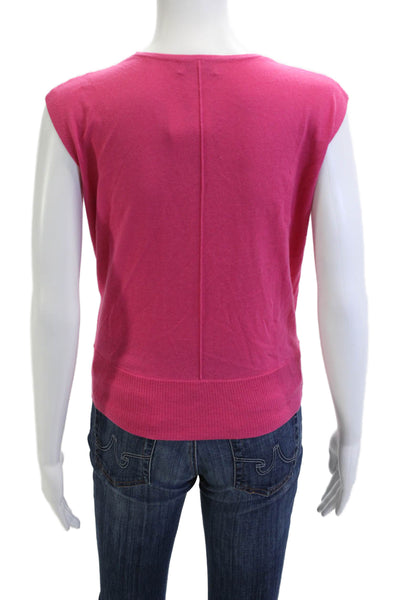 Kinross Cashmere Women Pink Silk Cashmere V Neck Sleeveless Top Size XS Petites