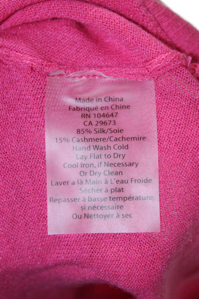 Kinross Cashmere Women Pink Silk Cashmere V Neck Sleeveless Top Size XS Petites