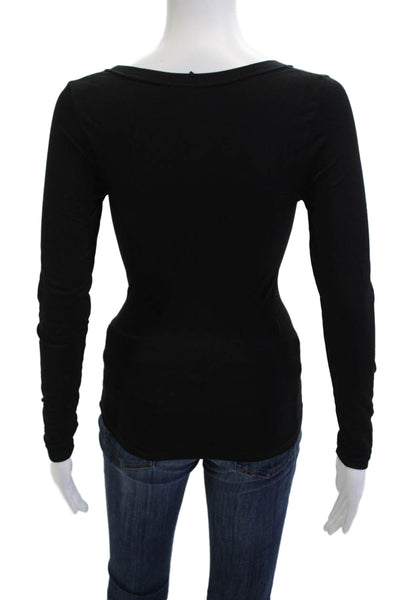 Sugar Lips Women Basic Black Long Sleeve Round Neck T-Shirt Spandex Size S
