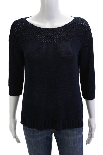 Lauren Ralph Lauren Unisex Pullover Sweater Dark Blue 3/4 Sleeve Size S