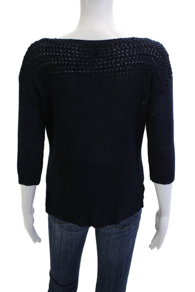 Lauren Ralph Lauren Unisex Pullover Sweater Dark Blue 3/4 Sleeve Size S