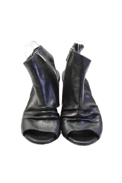 Ron White Womens Side Zip Block Heel Peep Toe Ankle Strap Sandals Black Size 41