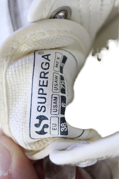 Love Shack Fancy x Superga Womens Lace Up Floral Canvas Sneakers White Yellow 38