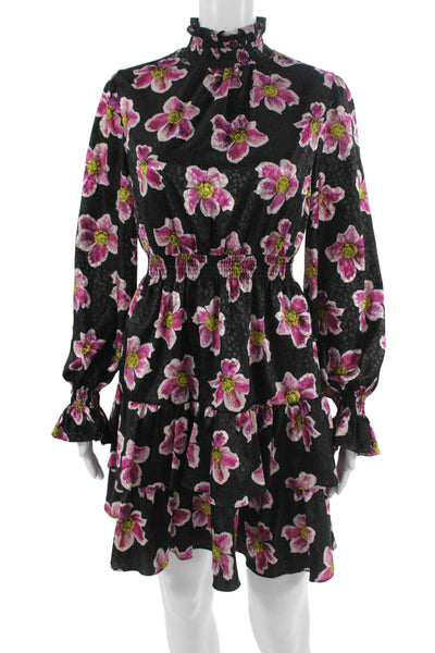 Borgo De Nor Women Fit & Flare Floral Black Long Sleeve Dress Size 6