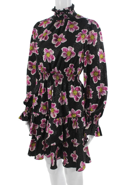 Borgo De Nor Women Fit & Flare Floral Black Long Sleeve Dress Size 6