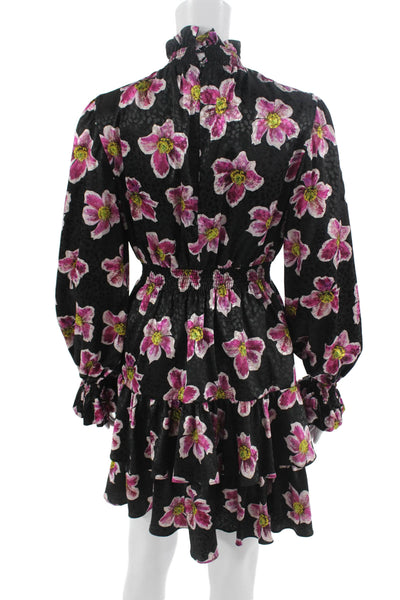 Borgo De Nor Women Fit & Flare Floral Black Long Sleeve Dress Size 6