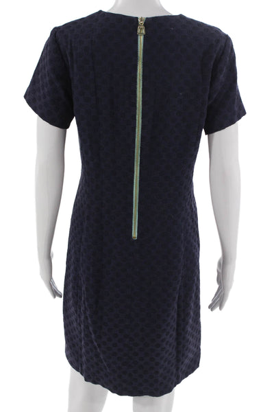 STS Sail To Sable Women Dark Blue Shift Dress Short Sleeve Crew Neck Size 4