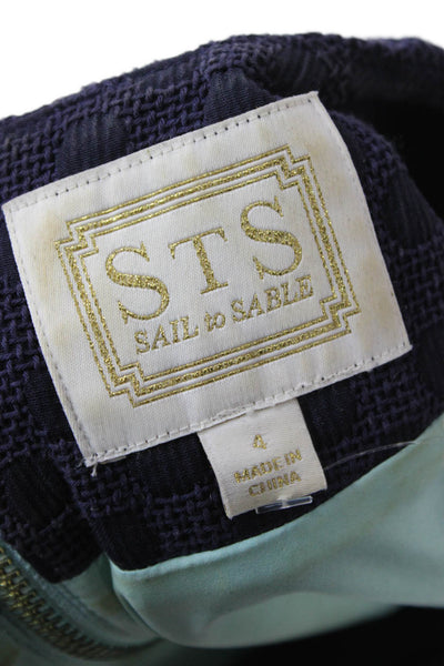 STS Sail To Sable Women Dark Blue Shift Dress Short Sleeve Crew Neck Size 4
