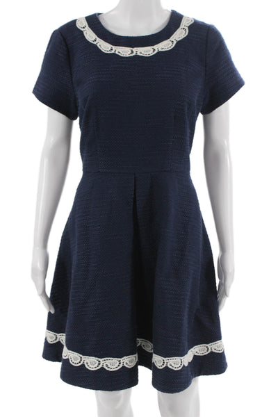 STS Sail To Sable Women A-Line Dark Blue Knee Length Dress Short Sleeve Size 10