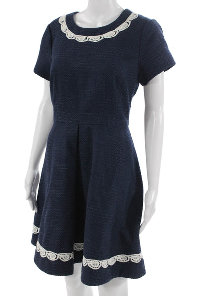 STS Sail To Sable Women A-Line Dark Blue Knee Length Dress Short Sleeve Size 10