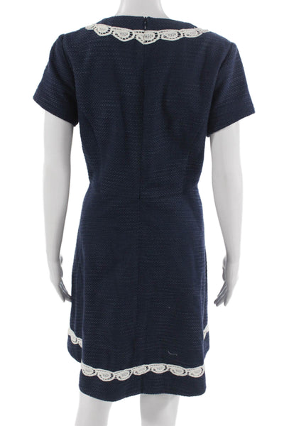 STS Sail To Sable Women A-Line Dark Blue Knee Length Dress Short Sleeve Size 10