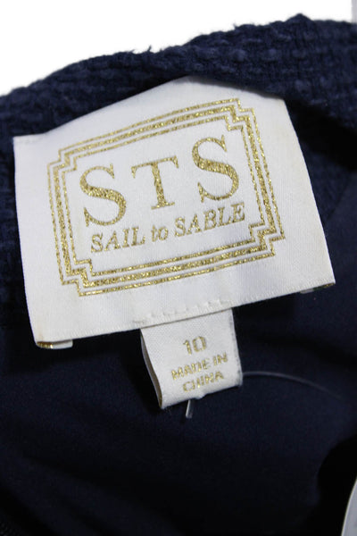 STS Sail To Sable Women A-Line Dark Blue Knee Length Dress Short Sleeve Size 10