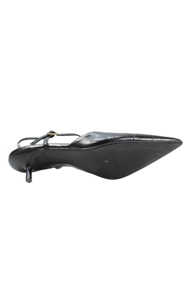 Steve Madden Womens Stiletto Croc Embossed Ankle Strap Pumps Black Size 6M