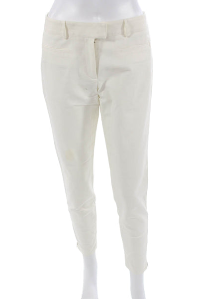 Veronica Beard Womens Ankle Dress Pants White Rayon Blend Hook & Eye Size 4