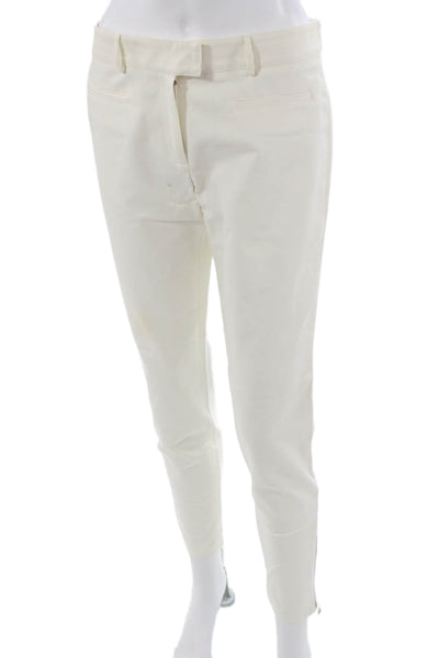 Veronica Beard Womens Ankle Dress Pants White Rayon Blend Hook & Eye Size 4