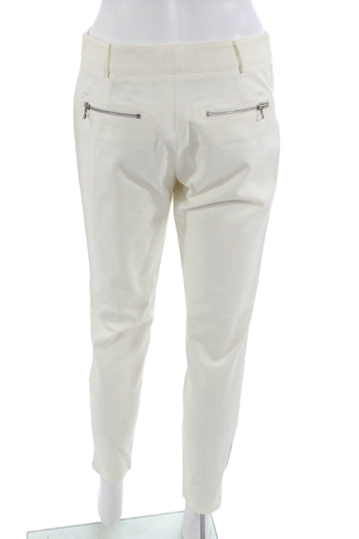 Veronica Beard Womens Ankle Dress Pants White Rayon Blend Hook & Eye Size 4