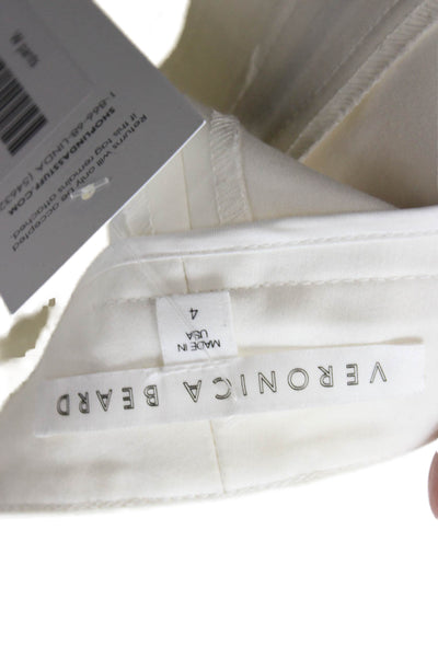 Veronica Beard Womens Ankle Dress Pants White Rayon Blend Hook & Eye Size 4