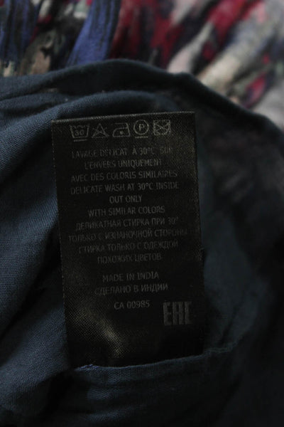 Etoile Isabel Marant Women Mini Peasant Skirt Dark Blue Floral Cotton Size 40
