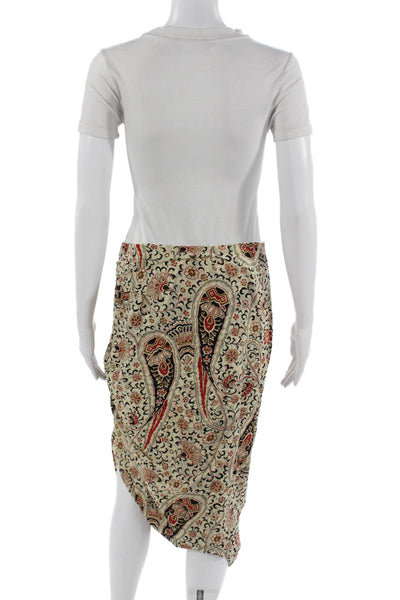Veronica Beard Women Straight Pencil Silk Paisley Long Skirt Beige Size 8