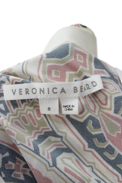 Veronica Beard Women Straight Pencil Silk Paisley Long Skirt Beige Size 8