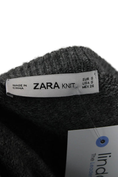 Zara Knit Unisex Pullover Sweater Gray Acrylic Polyester Elastane Size S