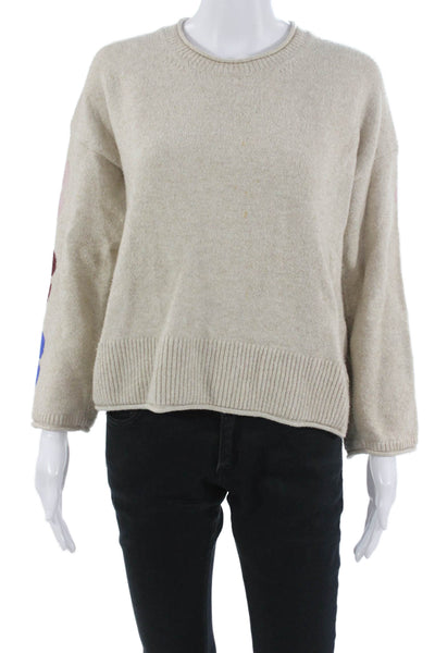 Madewell Unisex Floral Beige Crew Neck Long Sleeve Pullover Size XS