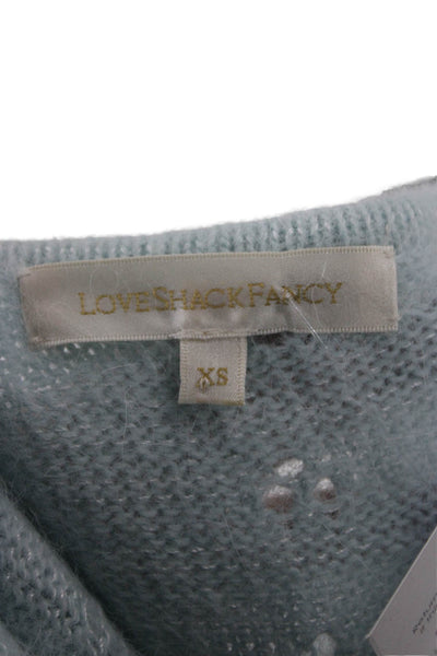 Love Shack Fancy Unisex Light Blue Pullover Sweater Cotton Cashmere Size XS
