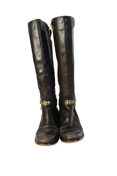 Michael Michael Kors Womens Side Zip Block Heel Knee High Boots Brown Size 8