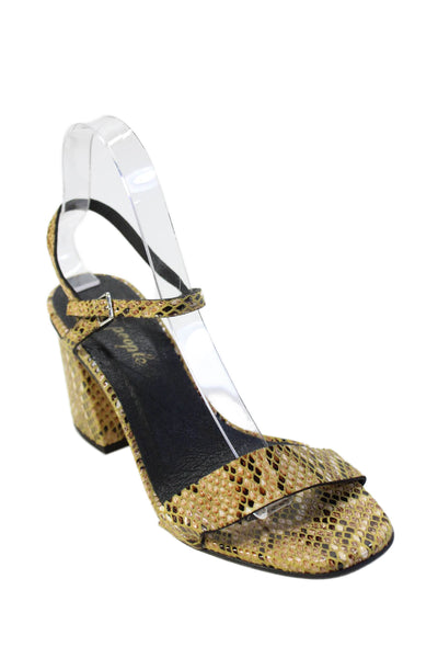 Free People Womens Block Heel Snakeskin Printed Ankle Strap Sandals Brown 38