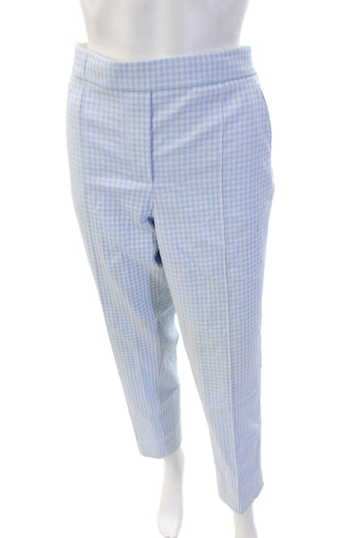 Per Se Womens Cropped Ankle Dress Pants Light Blue Check Size 10