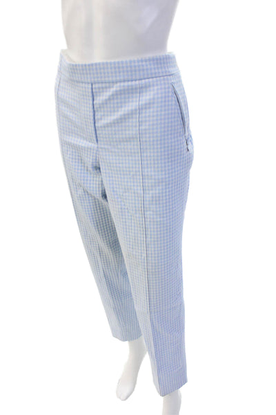 Per Se Womens Cropped Ankle Dress Pants Light Blue Check Size 10
