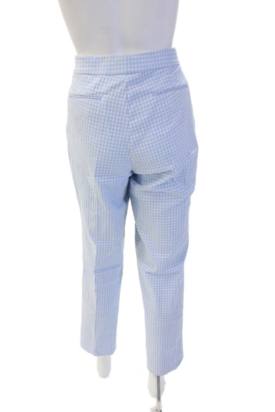 Per Se Womens Cropped Ankle Dress Pants Light Blue Check Size 10