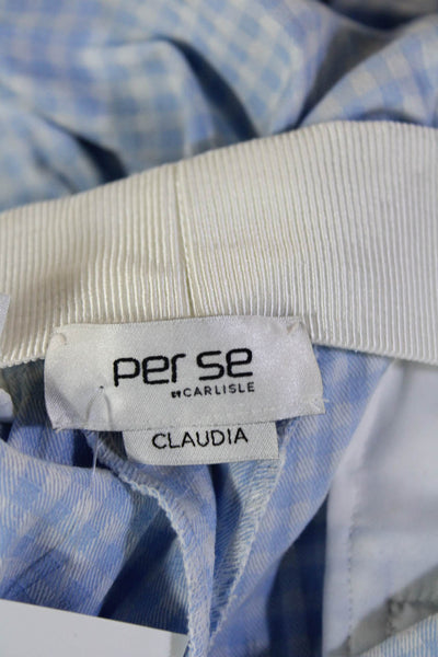 Per Se Womens Cropped Ankle Dress Pants Light Blue Check Size 10