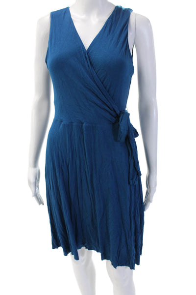 Bailey 44 Womens Wrap Dress Blue V Neck Sleeveless Petite Size L