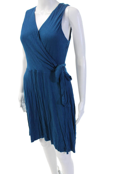 Bailey 44 Womens Wrap Dress Blue V Neck Sleeveless Petite Size L