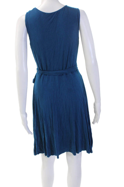 Bailey 44 Womens Wrap Dress Blue V Neck Sleeveless Petite Size L