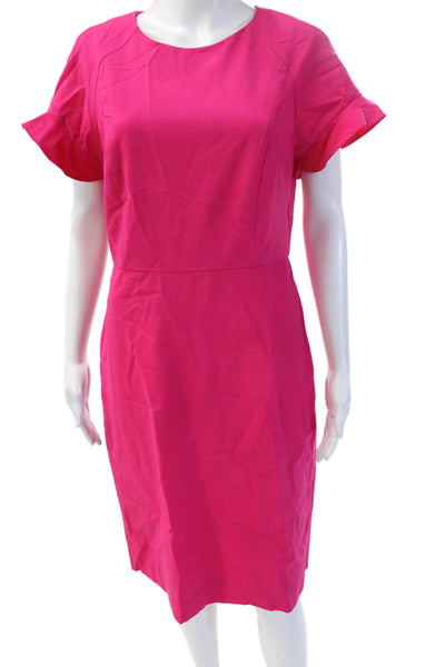 J Crew Womens Pink Sheath Dress Wool Short Sleeve Round Neck Size 10
