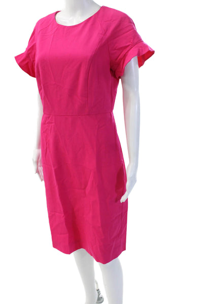 J Crew Womens Pink Sheath Dress Wool Short Sleeve Round Neck Size 10