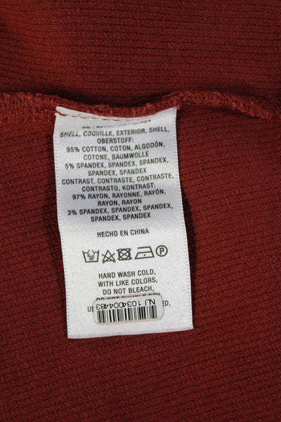 Anthropologie Women Brown V Neck Sleeveless Bohemian Tank Zip Cotton Size L