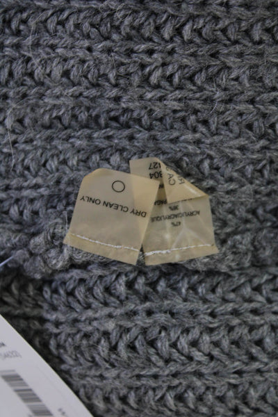 Magaschoni Unisex Collared Gray Cardigan 3/4 Sleeve Wool Alpaca Size M