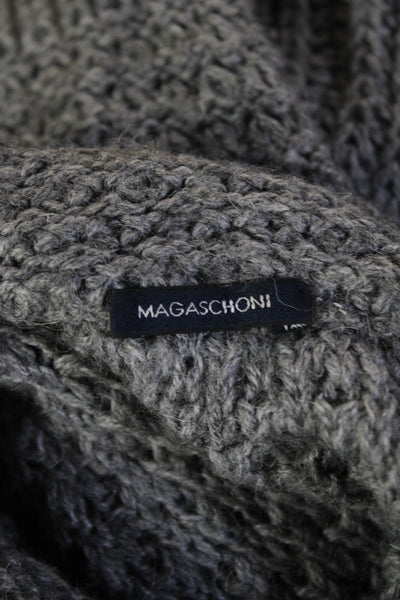 Magaschoni Unisex Collared Gray Cardigan 3/4 Sleeve Wool Alpaca Size M
