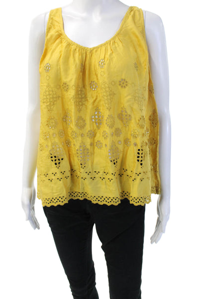 Vanessa Virginia Women Tunic Yellow Geometric Sleeveless Size 10