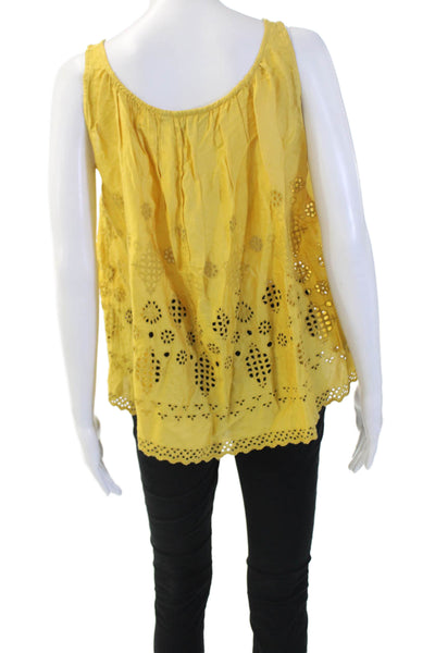 Vanessa Virginia Women Tunic Yellow Geometric Sleeveless Size 10