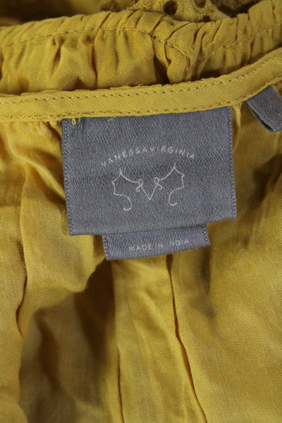 Vanessa Virginia Women Tunic Yellow Geometric Sleeveless Size 10