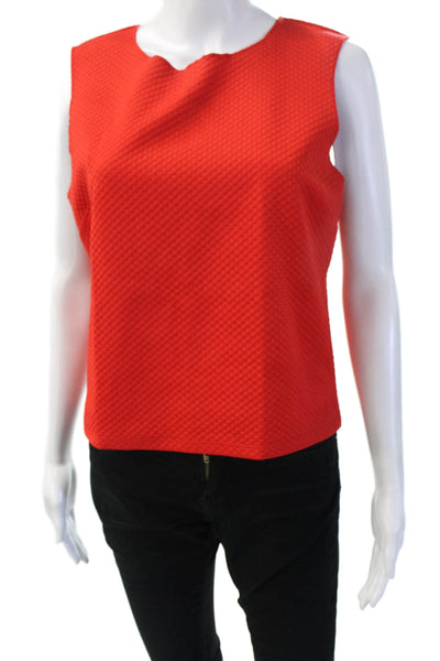 Trouve Women Basic Sleeveless Geometric Round Neck Blouse Red Size M