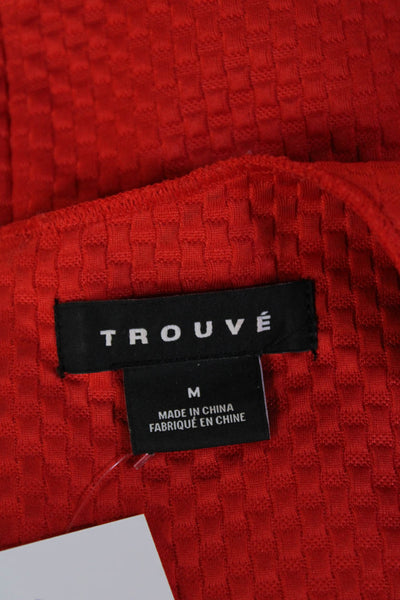 Trouve Women Basic Sleeveless Geometric Round Neck Blouse Red Size M