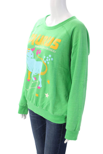 Midnight Rider Women Green Astro Graphic Pullover Sweatshirt Crewneck Size M