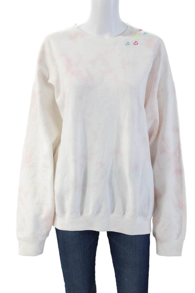 Hibiscus Linens Womens Pullover Sweatshirt White Cotton Size M