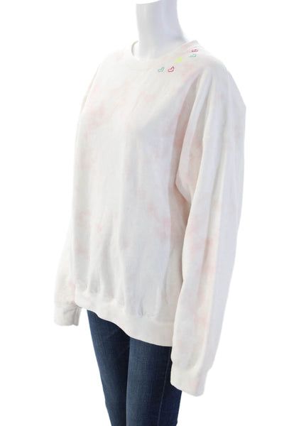 Hibiscus Linens Womens Pullover Sweatshirt White Cotton Size M